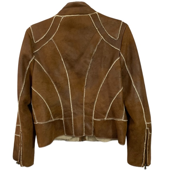 Vintage Guess Shearling Vegan Leather Front Zip Winter Jacket Women’s Size Large - Picture 7 of 10